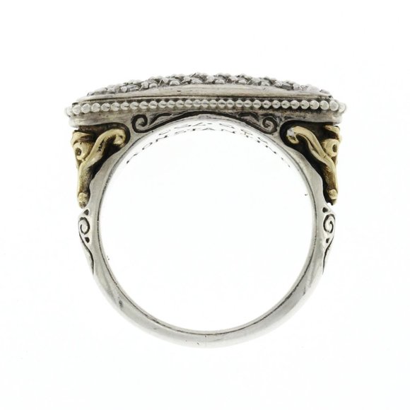 KONSTANTINO EROS 925 Sterling Silver & 18K Gold Pave Diamond Filigree Ring
